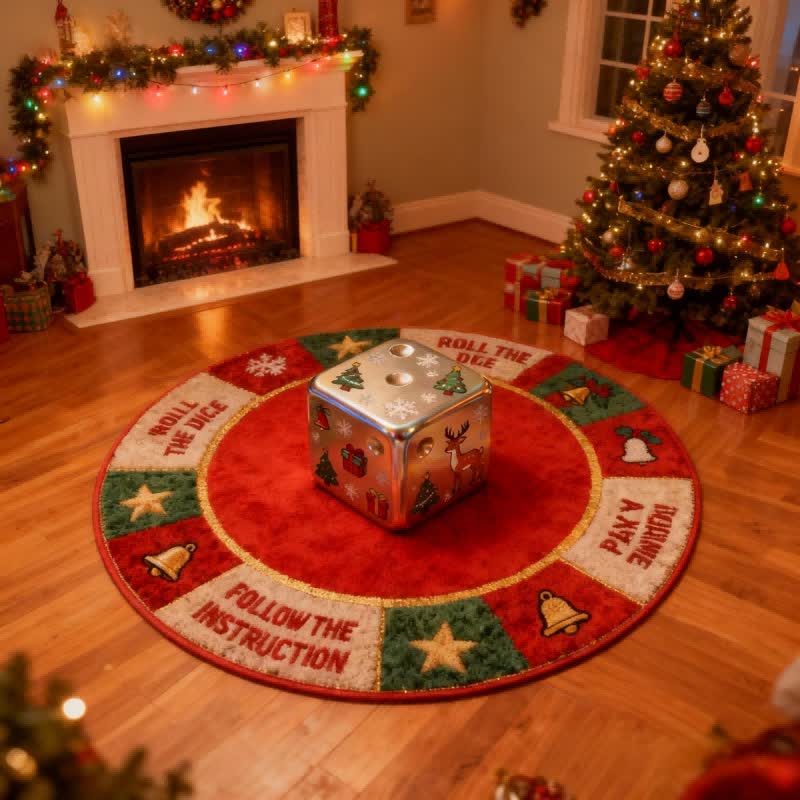 Christmas Inspired Dice 3D Effect Rug - 55" x 55" - image 0