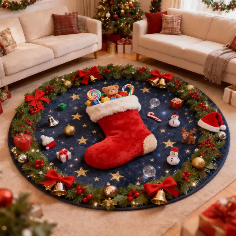 Christmas-themed Stockings 3D Effect Rug - image 2