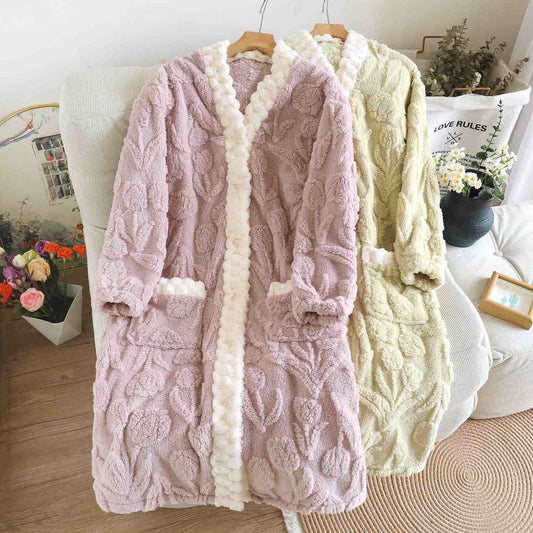 Tulip Textured Plush Button Nightgown - image 1