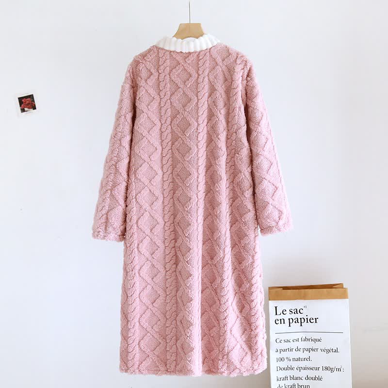 Diamond Textured Plush Button Nightgown - image 5