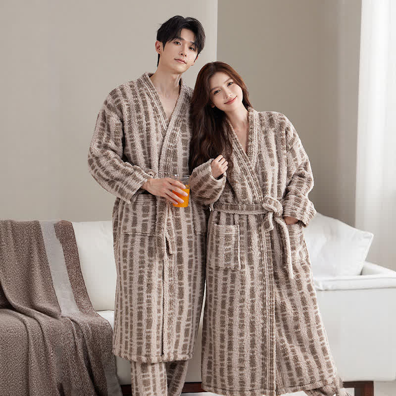 Unisex Luxury Line-Art Plush Robe - image 4