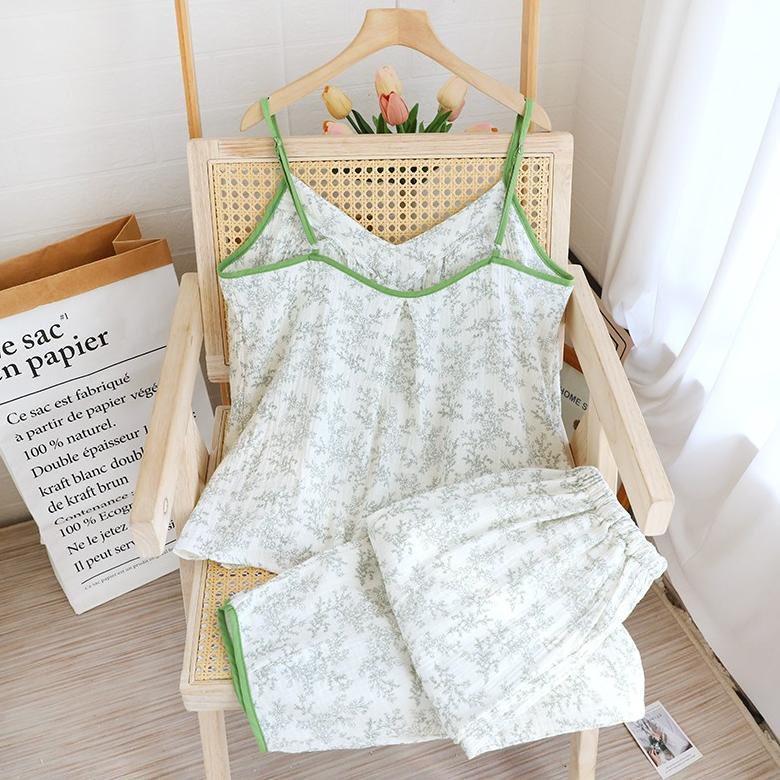 Bow-tie V-neckline Soft Cotton Gauze Pajamas - image 2