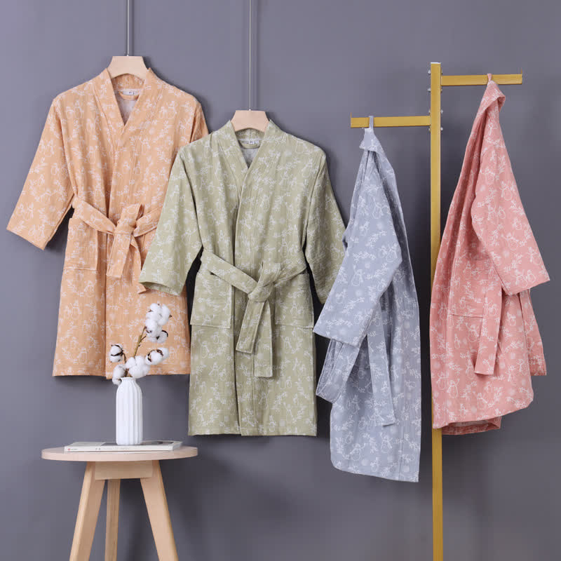 Snowman Branch Cotton Gauze Child Bathrobe - image 2