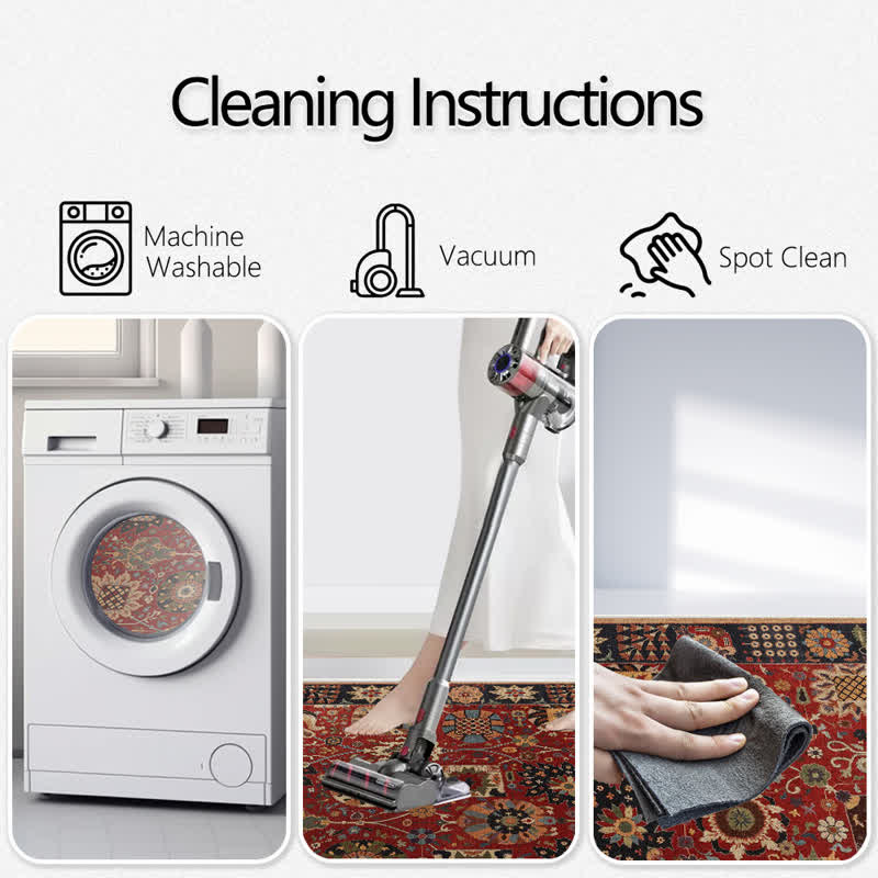 Vintage Persian Rectangle Washable Area Rug - image 7