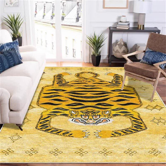 Ethnic Tibetan Tiger Rectangle Area Rug - image 1