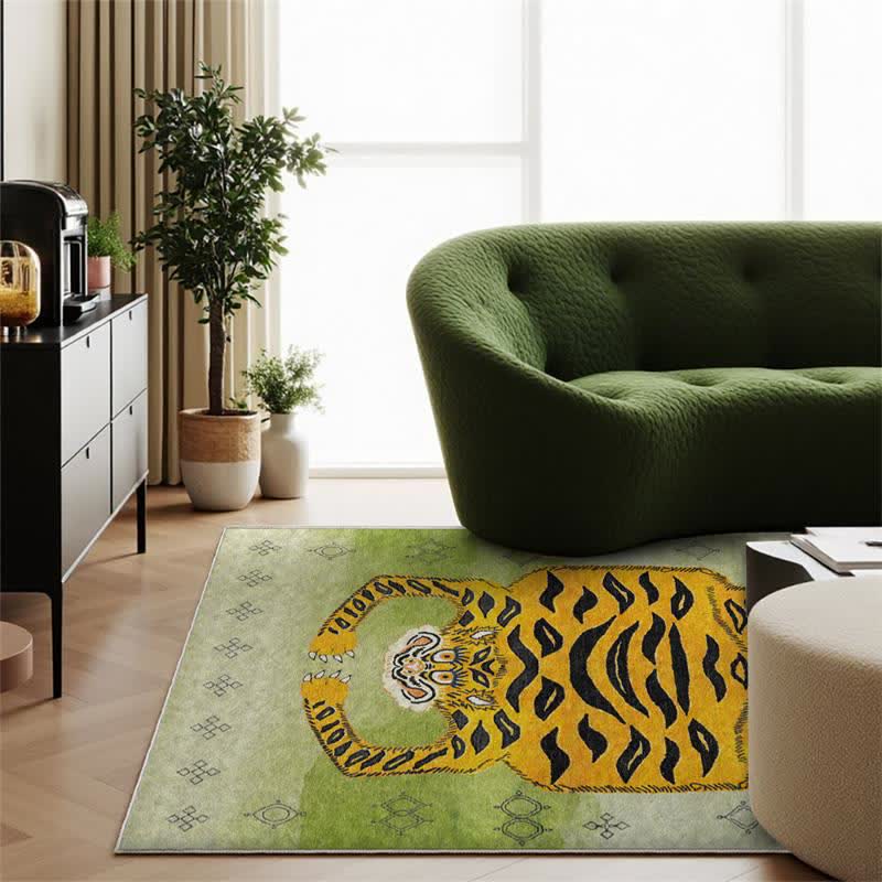 Ethnic Tibetan Tiger Rectangle Area Rug - image 9