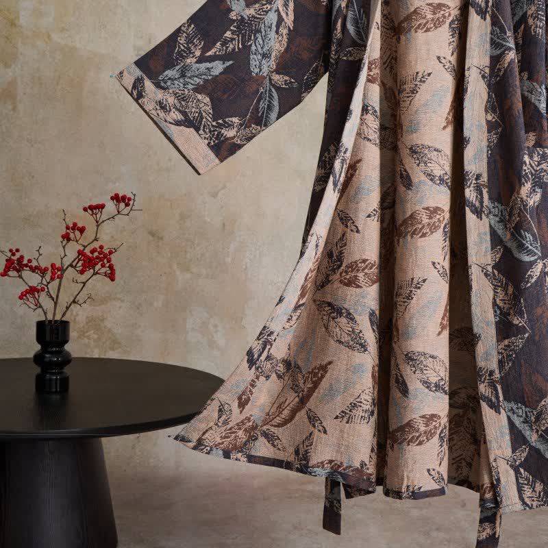 Leaf Jacquard Cotton Gauze Kimono Robe - image 2