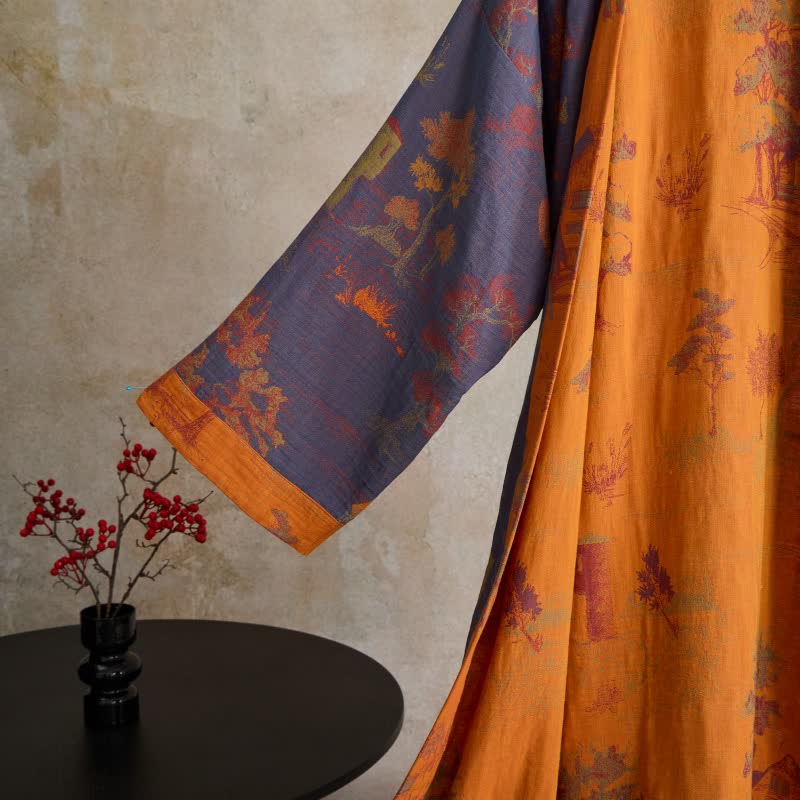 Vintage Tree Cotton Gauze Kimono Robe - image 3