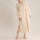 Solid V-neck Bow-Tie Cotton Nightdress - image 2