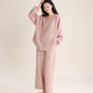 Minimalist V-neck Cotton Loungewear Set - Pink - XL - image 3