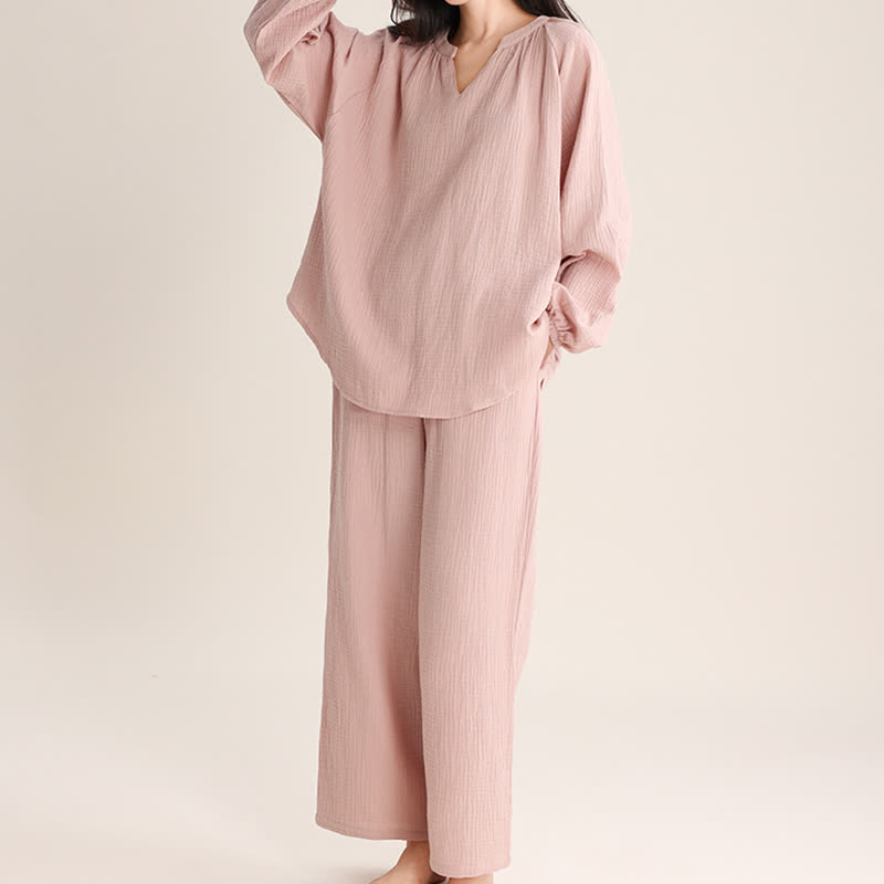 Minimalist V-neck Cotton Loungewear Set - image 5