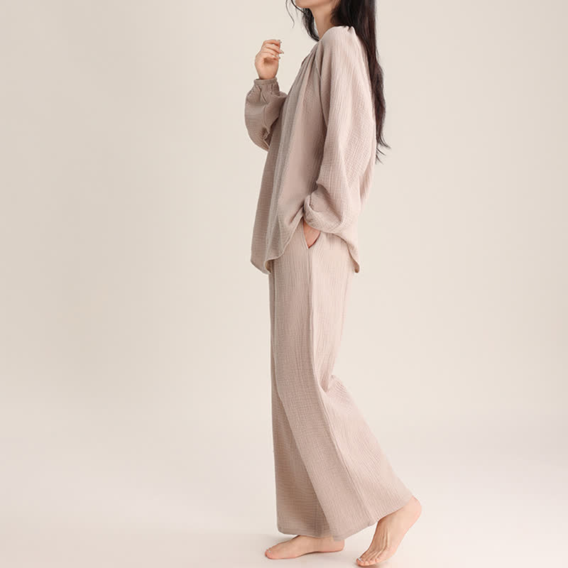 Minimalist V-neck Cotton Loungewear Set - image 1