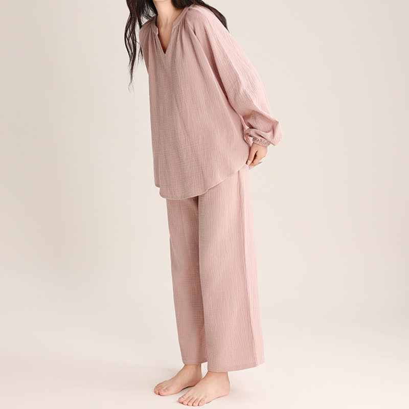 Minimalist V-neck Cotton Loungewear Set - image 6