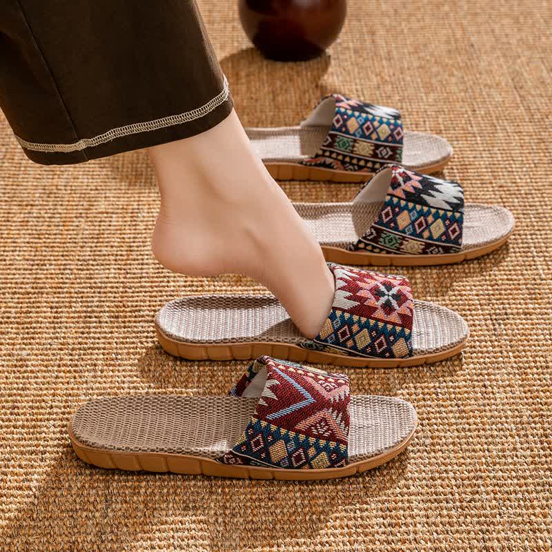 Ethnic Style Rattan House Slippers - image 1
