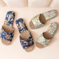 Floral Embroidered Linen House Slippers - image 1