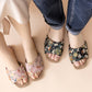Floral Embroidered Linen House Slippers - image 0