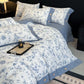 Blue Floral Linen Button Bedding Set (4PCS) - image 4
