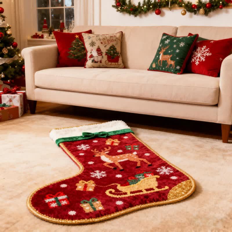 Christmas Inspired Stocking-Shaped Rug - image 2
