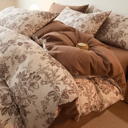 Floral Leaf Brushed Cotton Bedding Set - King - image 0