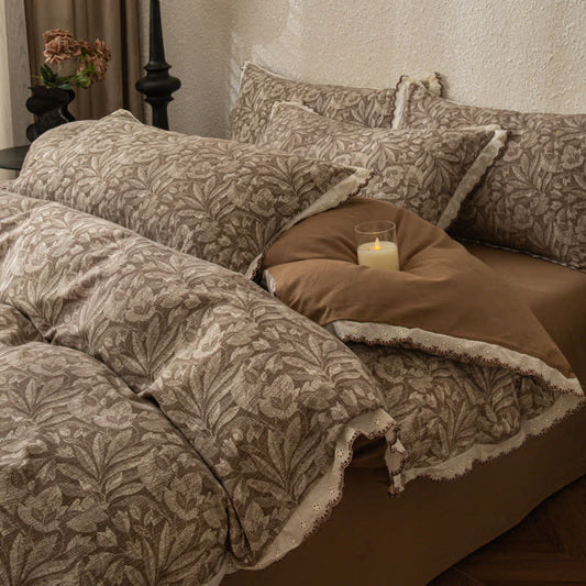 Vintage Leaf Lace Brushed Cotton Bedding Set - King - image 0