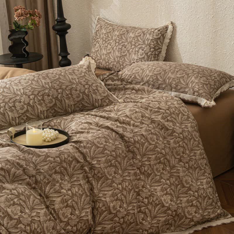 Vintage Leaf Lace Brushed Cotton Bedding Set - image 4