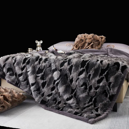 Modern Luxury Faux Fur Throw Blanket - Grey - Queen - image 0