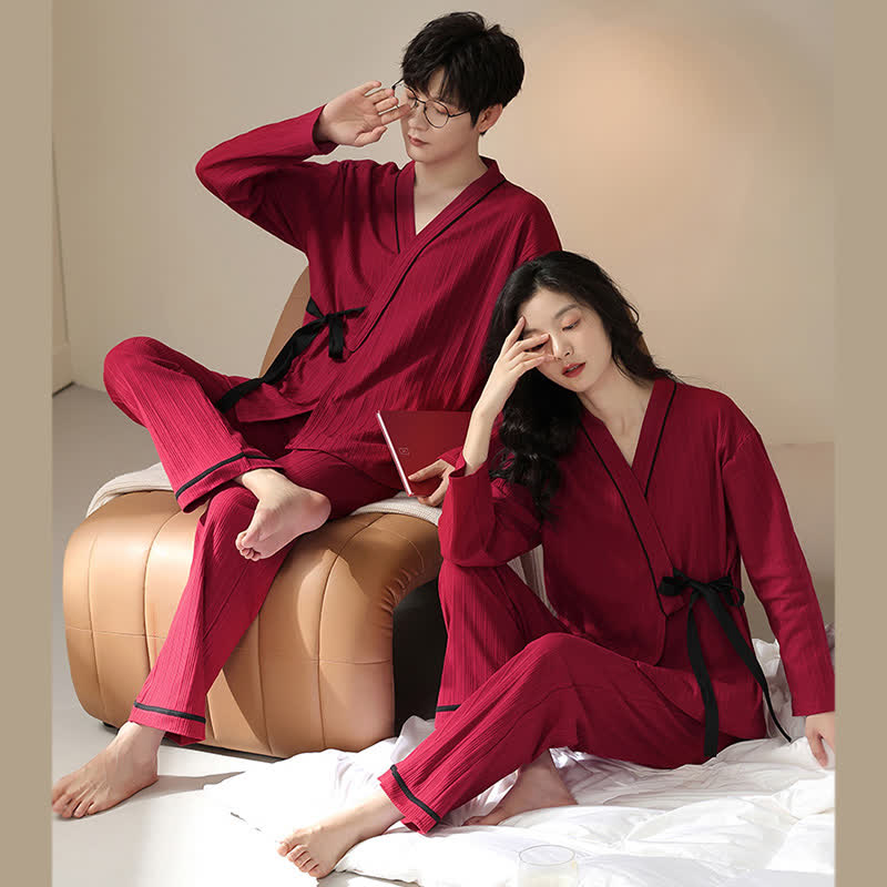 Couple Matching Cotton Kimono Pajama Set - image 2