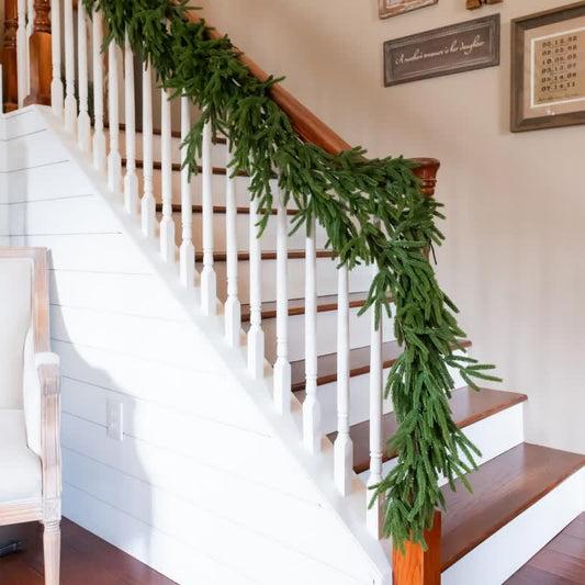 Ownkoti Faux Norfolk Pine Garland Christmas Decor - 2PCS - 71" - image 1