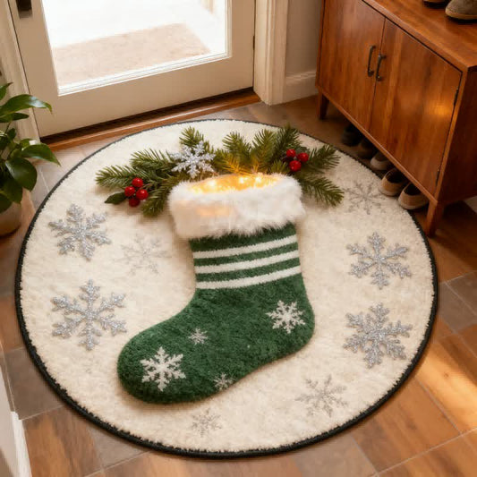 Christmas Snowflakes Stocking 3D Effect Rug - image 1