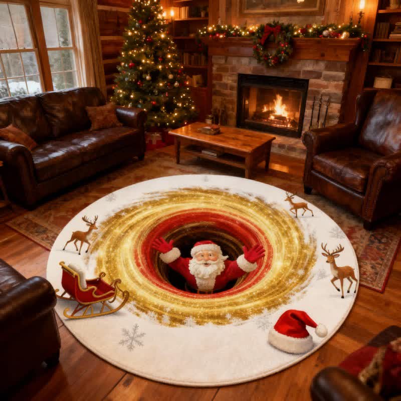 Christmas Santa Reindeer 3D Effect Rug - image 2