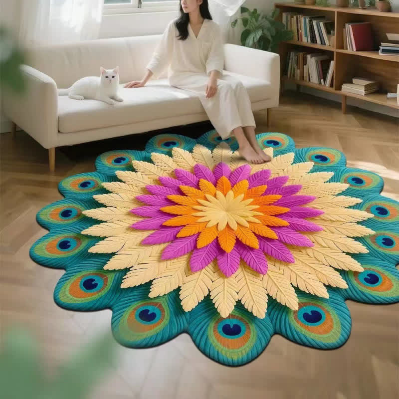 Peacock Floral 3D Effect Rug - G - 63" - image 6