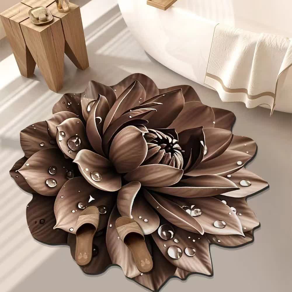 Colorful Floral 3D Effect Rug - Chocolate - 55" - image 7