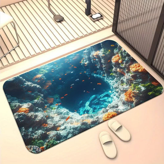 Cave Landscape 3D Effect Rug - Underwater Karst Cave - 31" x 47" - image 1