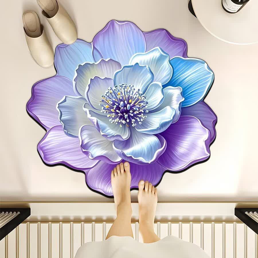 Flower-Shaped 3D Effect Rug - Light Purple - 39" x 39" - image 3