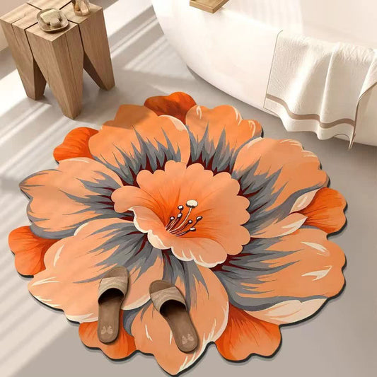 Rustic Style Flower 3D Effect Rug - Orange - 47" x 47" - image 0