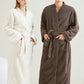 Couple Matching Solid Color Bathrobe Pants Set - image 3