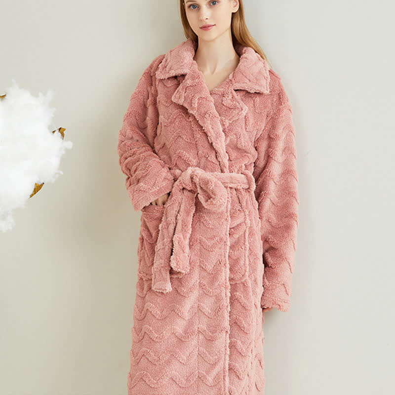 Unisex Solid Wavy Textured Bathrobe - image 10