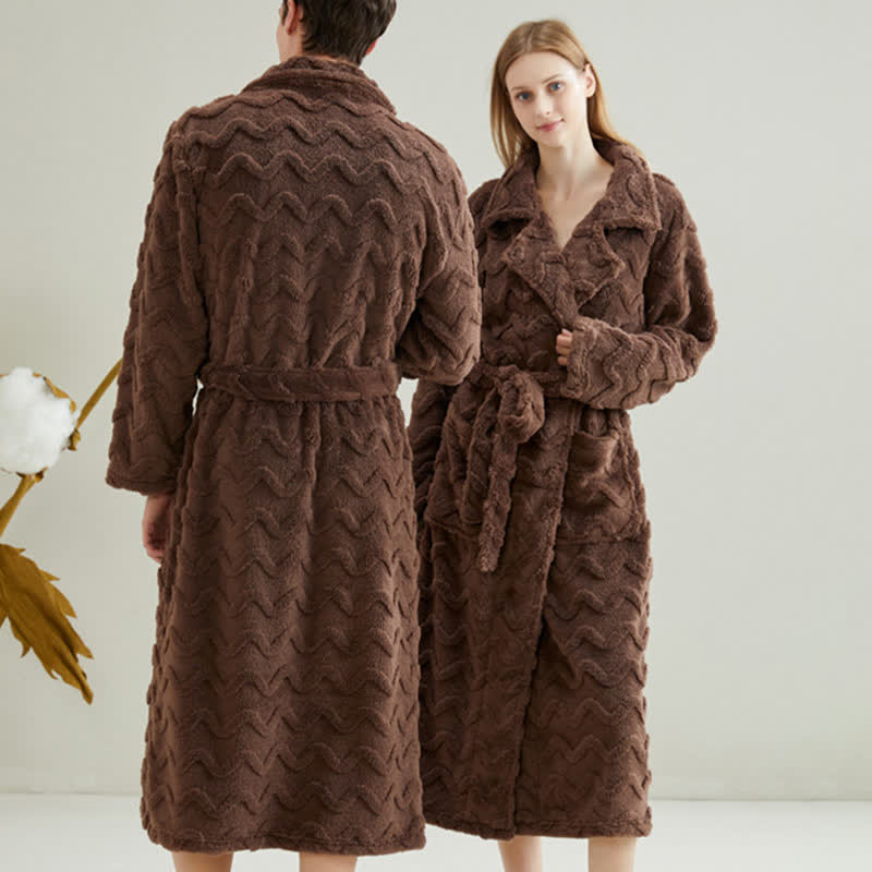 Unisex Solid Wavy Textured Bathrobe - image 4