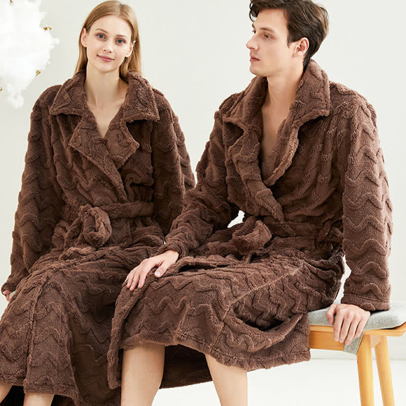 Unisex Solid Wavy Textured Bathrobe - image 3