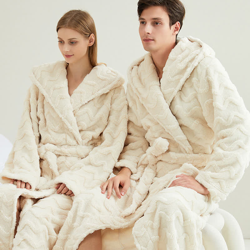 Unisex Wavy Textured Hooded Bathrobe - image 4