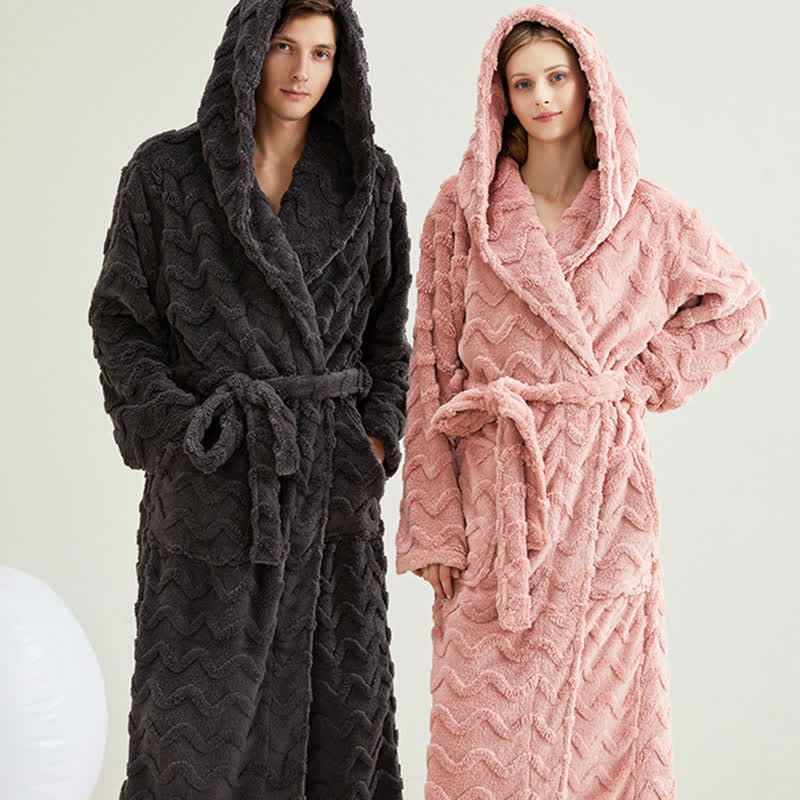 Unisex Wavy Textured Hooded Bathrobe - image 0