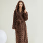 Unisex Wavy Textured Hooded Bathrobe - Coffee - 2XL - image 7
