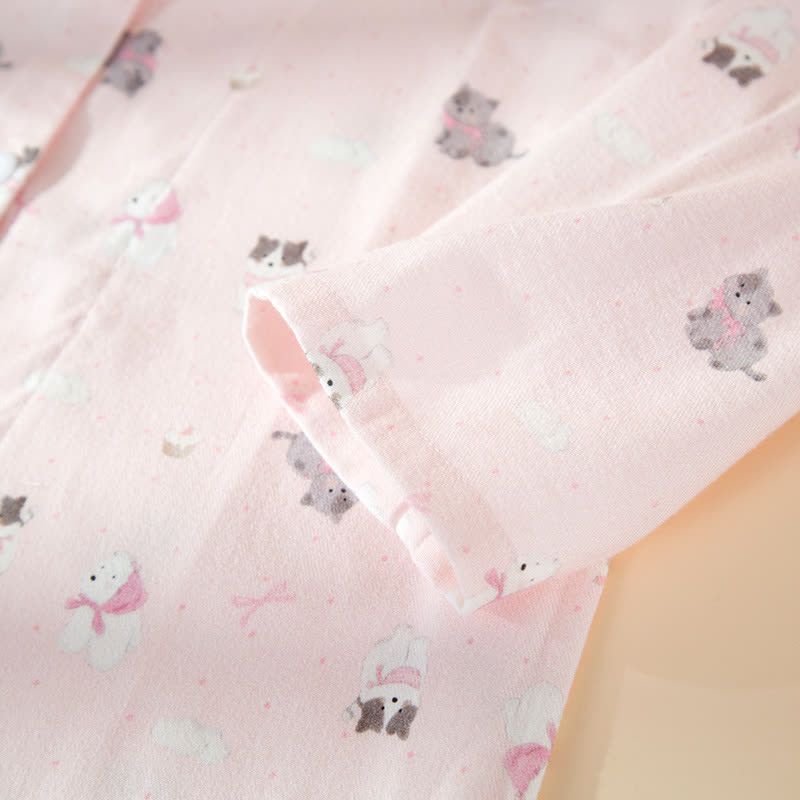 Cute Dog Cat Brushed Cotton Loungewear Set - image 4