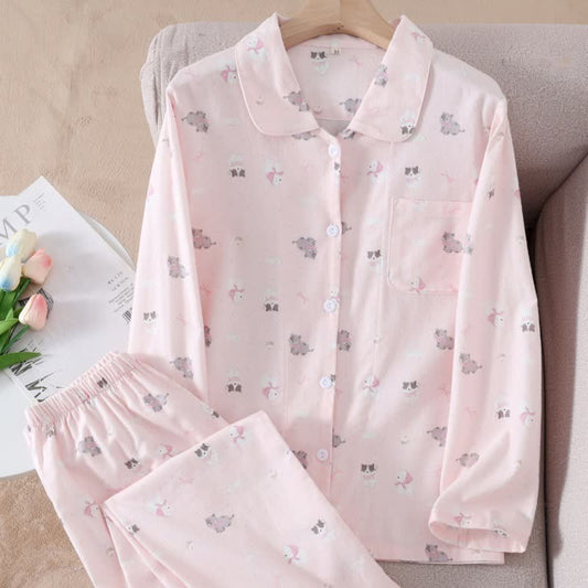 Cute Dog Cat Brushed Cotton Loungewear Set - image 1