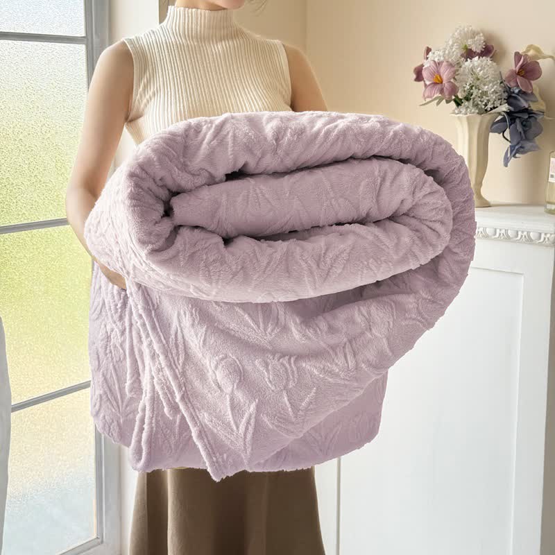 Faux Fur Tulip Textured Plush Blanket - Purple - 2PCS Pillowcases - 19" x 29" - image 14