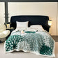 Floral-inspired Jacquard Sherpa Blanket - Dark Green - Queen - image 12