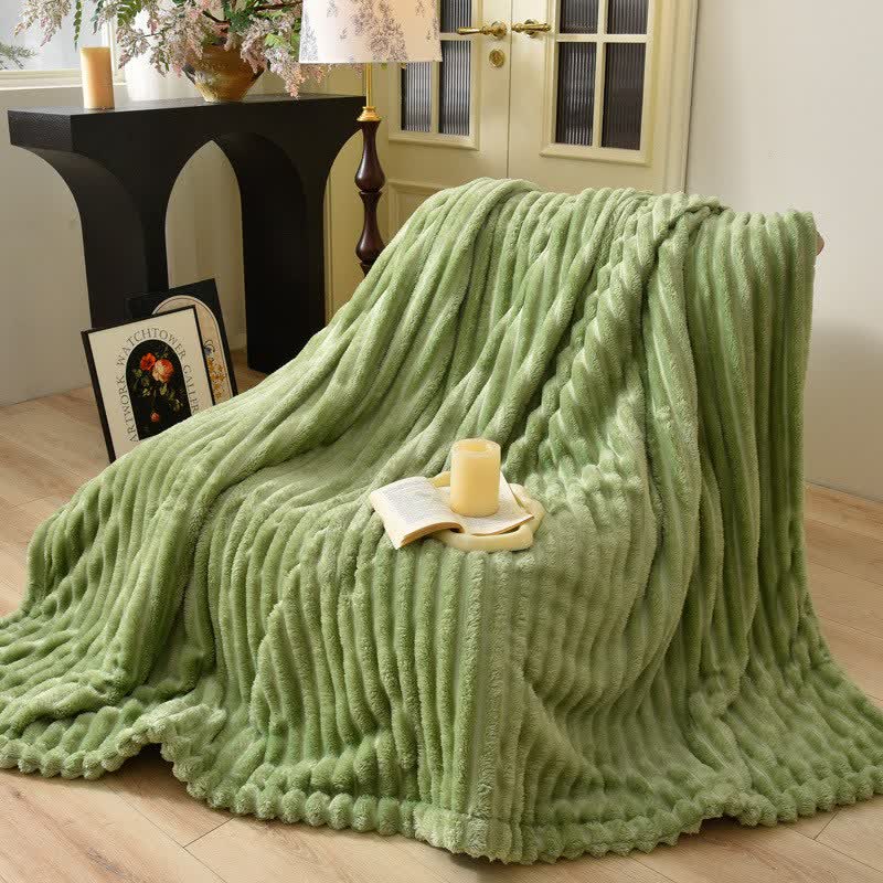 Modern Striped Warm Throw Blanket - Green - Queen - image 12