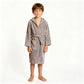 Solid Hooded Cotton Child Bathrobe - Grey - L - image 9