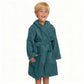 Solid Hooded Cotton Child Bathrobe - Green - L - image 4