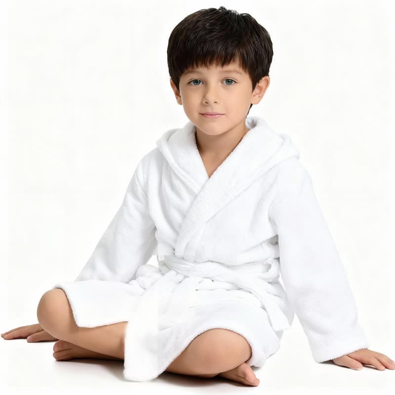 Ownkoti Solid Hooded Cotton Child Bathrobe - image 3